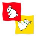 2 foulards lapin et canard 45 cm