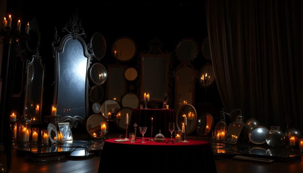 miroirs et réflexions en magie illusions d'optique